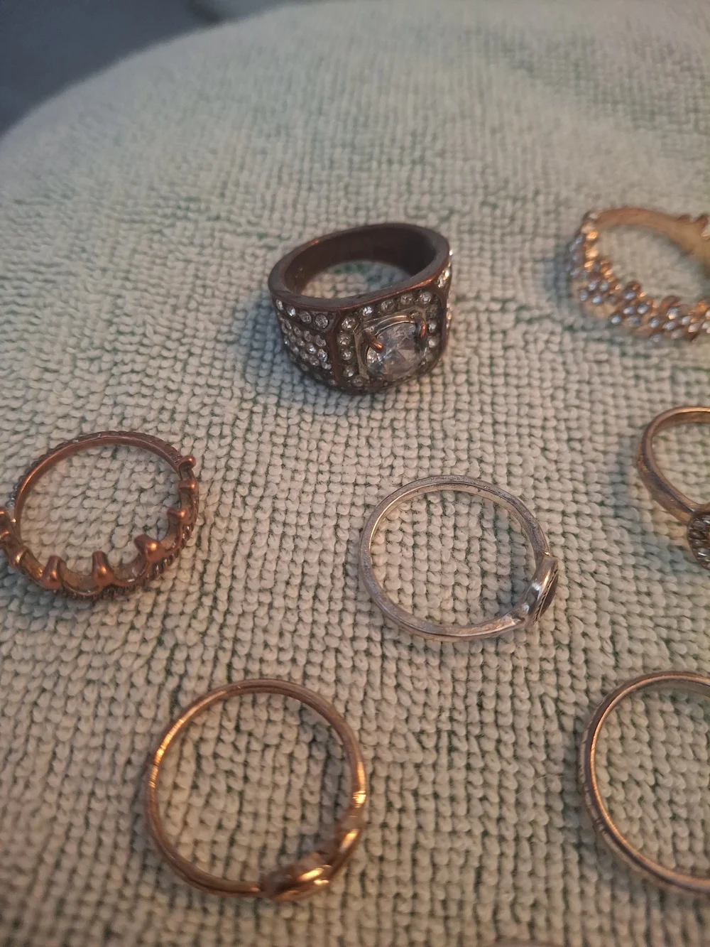 Mixed Silver Tone Women’s Ring Set with Turquoise Accent